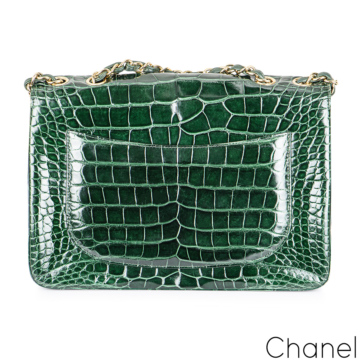 Chanel Green Alligator Jumbo Classic Flap Bag